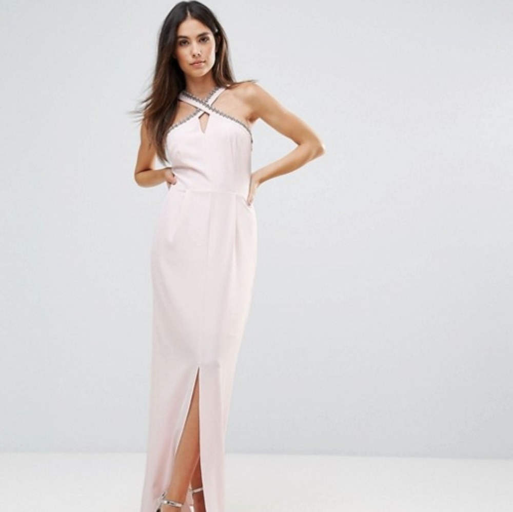 Warehouse embellished halter neck dress sz 10